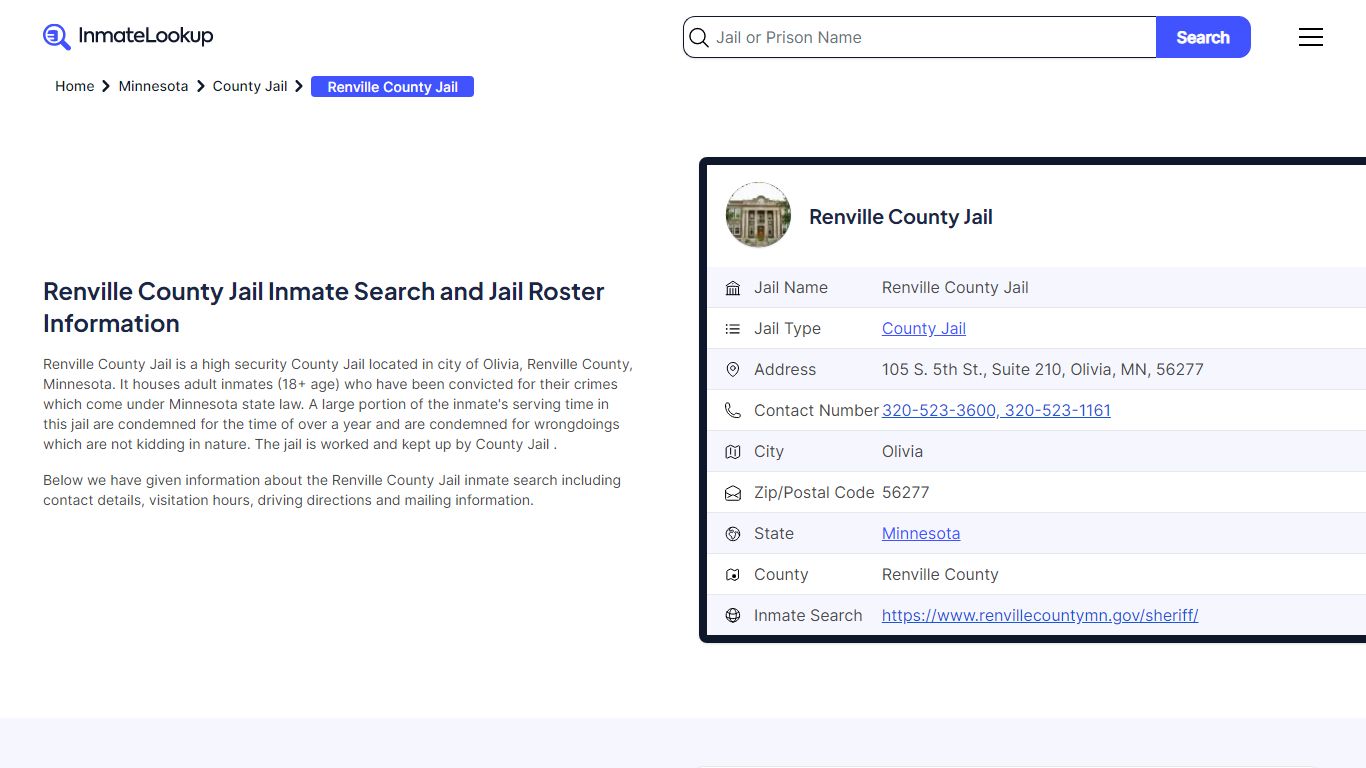 Renville County Jail (MN) Inmate Search Minnesota - Inmate Lookup